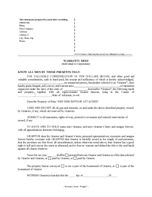 Warranty Deed Individual to Corporation