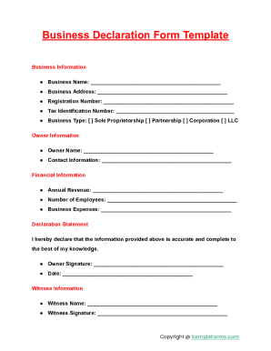 Business Declaration Form Template