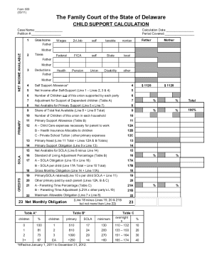 Delaware Child Support Calculation Form