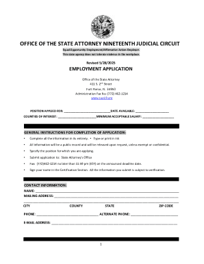 Florida State Attorney Employment Application