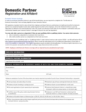 Domestic Partner Registration and Affidavit