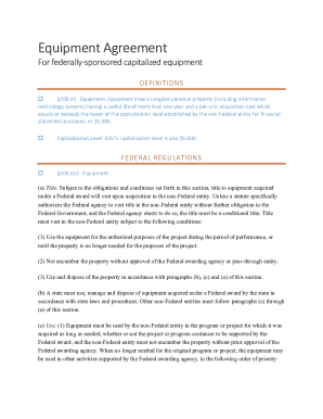 Federally-Sponsored Equipment Agreement