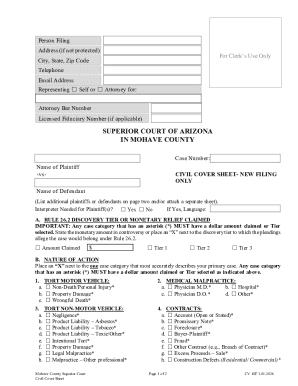 Arizona Civil Cover Sheet
