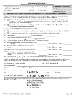 FEMA Elevation Certificate