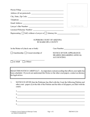 Arizona Guardianship Conservatorship Notice of Non Appearance