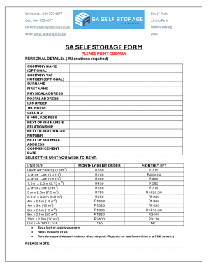 SA Self Storage Lease Agreement