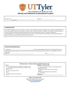 Identity and Statement of Educational Purpose Form
