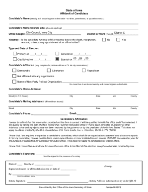 Iowa Affidavit of Candidacy