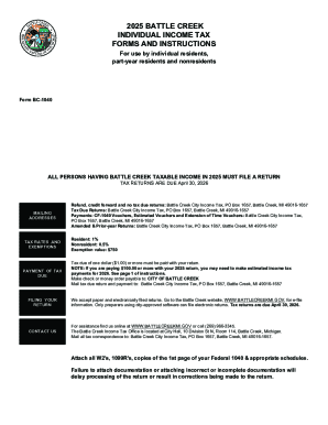 Battle Creek Individual Income Tax Form BC-1040