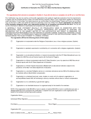New York State Charities Bureau Registration Exemption Certification