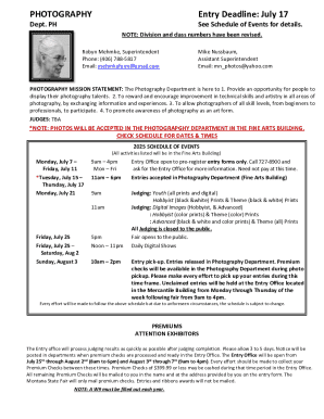 Montana State Fair Photography Entry Form