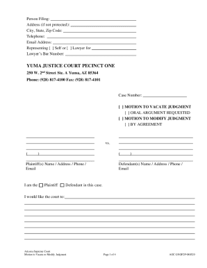 Arizona Motion to Vacate or Modify Judgment