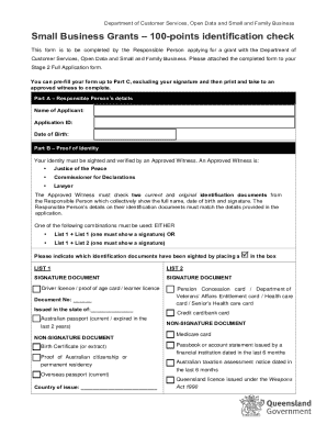 Small Business Grants 100-Points Identification Check