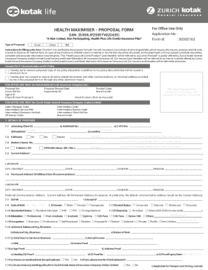 Health Maximiser Proposal Form