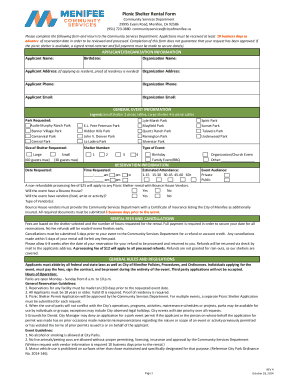 Picnic Shelter Rental Form