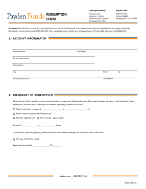 Payden Funds Redemption Request Form