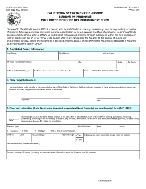 California Prohibited Persons Relinquishment Form