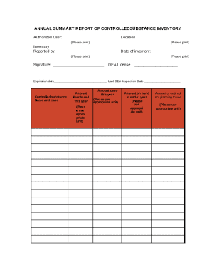 Controlled Substance Inventory Annual Summary Report