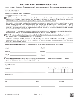 Electronic Funds Transfer Authorization