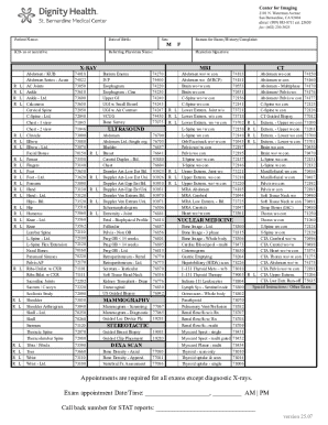 Medical Imaging Exam Request Form
