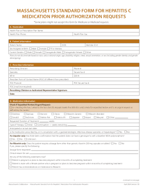 Massachusetts Hepatitis C Medication Prior Authorization Request