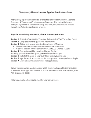 Florida Temporary Liquor License Application