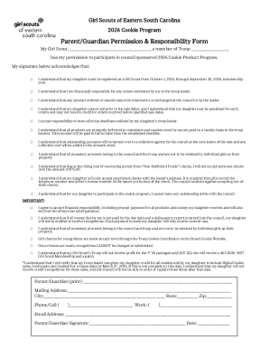 Girl Scouts 2026 Cookie Program Permission Form