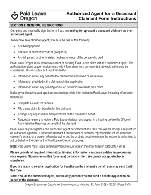 Authorized Agent for Deceased Claimant Form