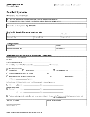 German Federal Parental Allowance Application Supplement