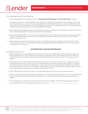 Borrower's Certification and Authorization