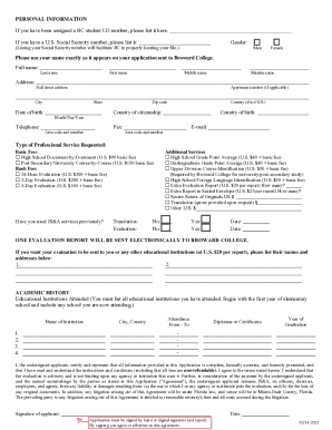 Application for Evaluation of Foreign Educational Credentials