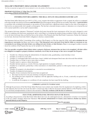 Pennsylvania Seller's Property Disclosure Statement