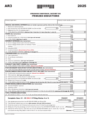 Arkansas Individual Income Tax Itemized Deductions