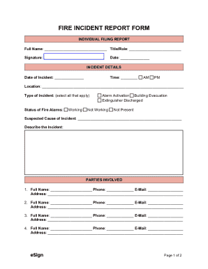 Fire Incident Report Form