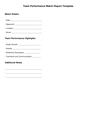 Team Performance Match Report Template