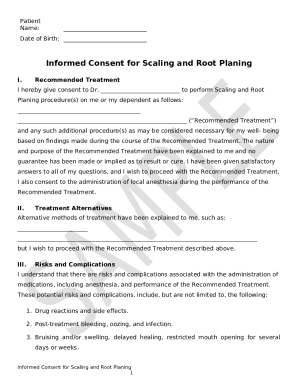 Informed Consent for Scaling and Root Planing