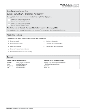Junior ISA Transfer Application Form