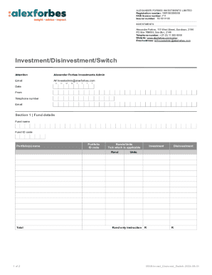 Investment Disinvestment Switch Form