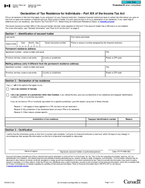 Declaration of Tax Residence for Individuals