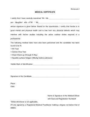 Medical Certificate for Professional Fitness