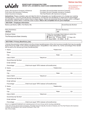 Beneficiary Designation Form for Life Insurance