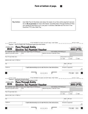 California Form 3893 Elective Tax Payment Voucher
