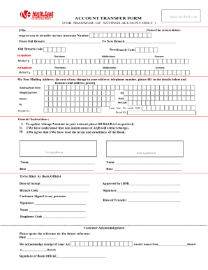 Bank Account Transfer Form