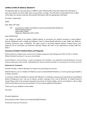 Sample Letter of Medical Necessity