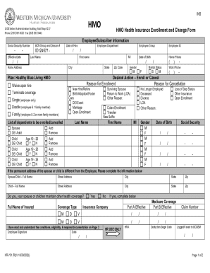 HMO Health Insurance Enrollment and Change Form