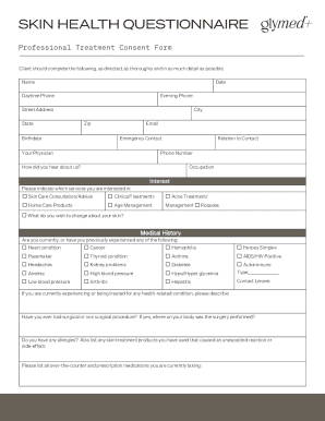 Skin Health Questionnaire and Consent Form