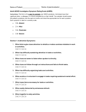 Adult ADHD Investigator Symptom Rating Scale