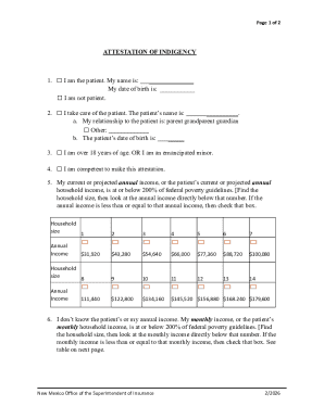 Attestation of Indigency Form