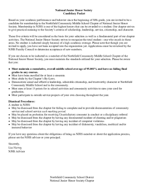 National Junior Honor Society Candidacy Packet