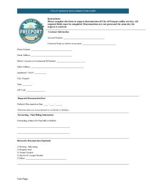 Utility Service Disconnection Form